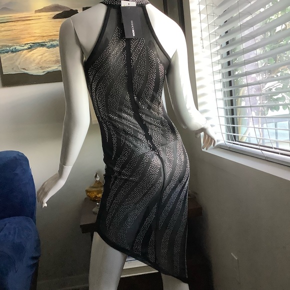 Fashion Nova Moonlight Embellished Asymmetrical Sheer Dress - Picture 2 of 6